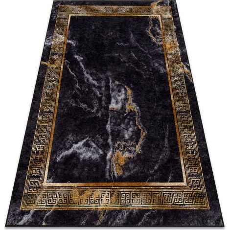 MIRO 51278.809 Waschteppich Marmor, griechisch Anti-Rutsch - schwarz / gold black 80x150 cm