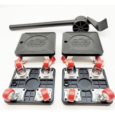 Ensemble d'outils de déménagement noir 5 pièces avec roues universelles, pour déplacer des meubles et des objets lourds. (1/5)