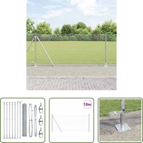 vidaXL Stahlpfosten - Zaunpfosten Silber 10 x 0,8 m (13 mm Maschen) Stahl (1/5)
