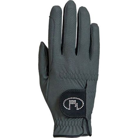 7,5, Blanc et blanc: Gants de course et de loisirs modèle Roeckl Lisboa avec renforts pour la prise sur les rênes et décoration Swarovski