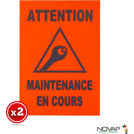 Lot de 2 plaques modulable orange fluo - Maintenance en cours - 4280349 (1/4)