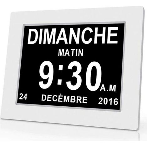 Horloge calendrier numérique One Piece 7 pouces avec date et heure, horloge Alzheimer pour parents, rappel de médicaments pour grands-parents et enfants - Blanc - 20414324mm (1/5)