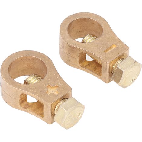 2pcs Cosses de Batterie Voiture en Cuivre, Connecteur de Câble Borne Batterie, Pinces Électriques Auto (1/5)