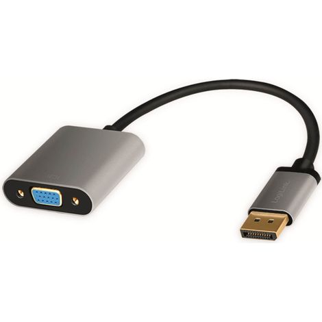 LogiLink DisplayPort-zu-VGA-Adapter ⚙️ Full HD 1080p Aluminium Schwarz/Grau 0,15 m