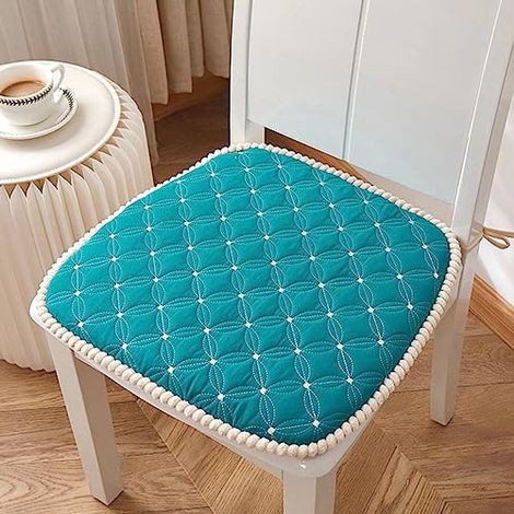 Stuhlkissen 45x45cm Esszimmer Halbkreisförmiger Sitz Garten Outdoor Memory Foam Cyan (1/5)