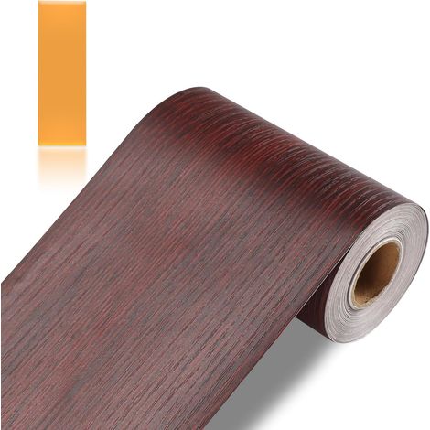 Selbstklebende Bordüre – 1 Rolle – Holzmaserung PVC – Wasserfeste Bordüre – Dekoration für Wohnzimmer, Küche und Badezimmer – 10 cm x 10 m (1/5)