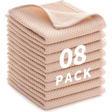 Chiffons de Nettoyage Cuisine 8 PCS – Lavettes Douces en Coton, Absorbantes (1/5)
