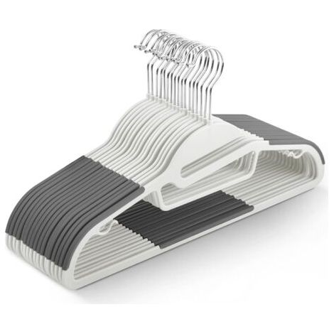 Lot de cintres antidérapants – Durable, Design Fin pour économiser de l'espace avec Rotation à 360°, Organisateur de Cravates, Crochets de Sangle et Ouverture en Forme de S (1/5)