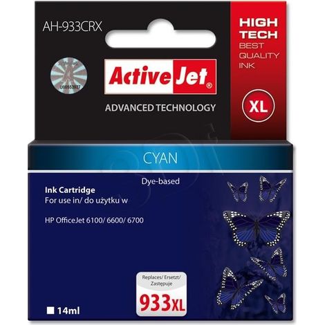 Atrament ActiveJet pre HP CN054AE (no.933XL) Cyan 14ml