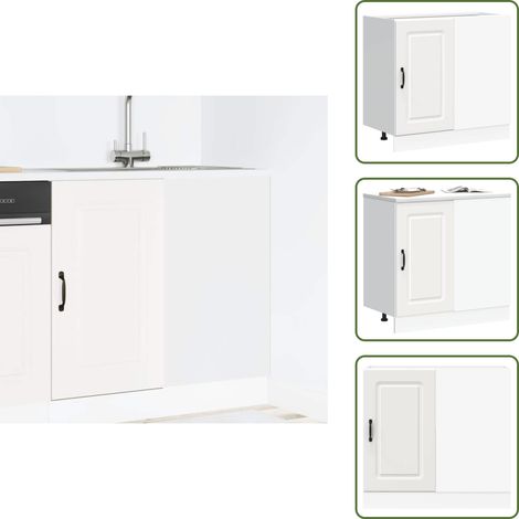 Madera de ingeniería - vidaXL Mueble bajo de cocina Kalmar madera de ingeniería blanca - Gabinete blanco