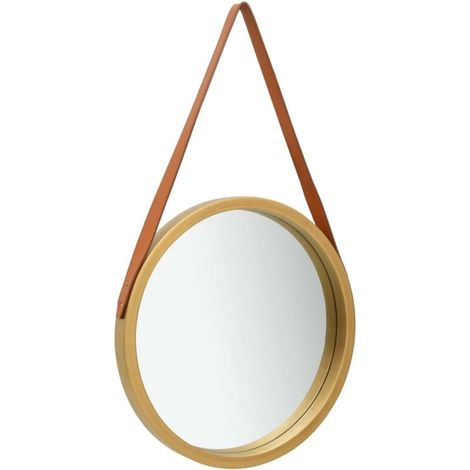 Wall Mirror with Strap 50 cm Gold vidaXL (1/5)