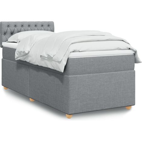 Boxspringbett mit Matratze Hellgrau 80x200 cm Stoff
