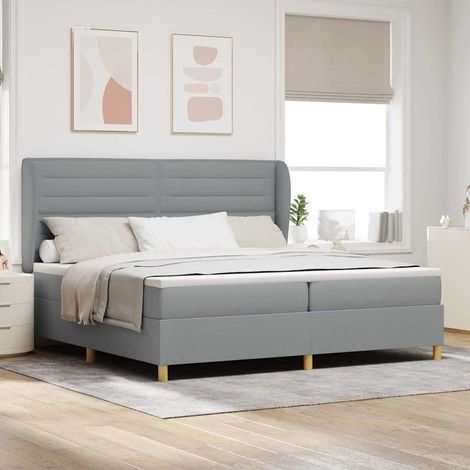 Boxspringbett mit Matratze Hellgrau 200 x 200 cm Stoff (1/5)