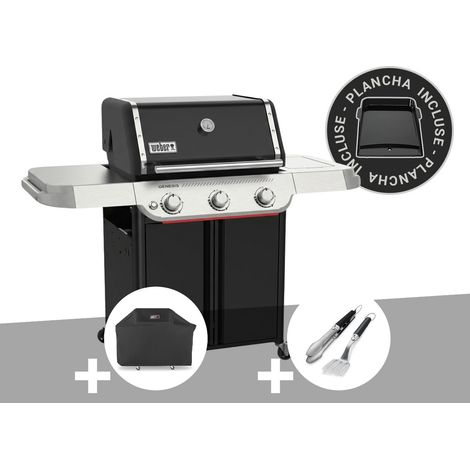 Barbecue à gaz Genesis E-315W Plancha + Housse + Kit ustensiles Premium 2 pièces - Weber