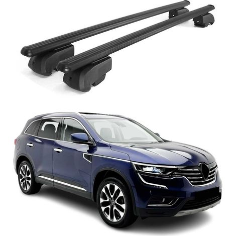 OMAC Aluminium Dachträger Querträger für Renault Koleos II 2016-2024 – City Crash – ISO/PAS 11154:2006 – Abschließbar – Max. 75 kg – 2 Stangen Schwarz (1/5)