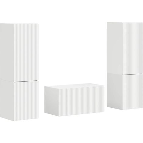 Ensemble meuble TV 5 pcs - Armoire TV suspendue Blanc Bois d'ingénierie fr1835 - Maison La Vie (1/5)