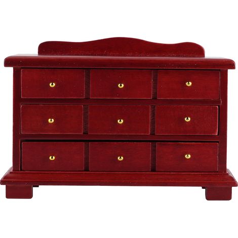 Mini tiroirs en bois rouge pour chambres de maisons de poupées à l'échelle 1/12 (1/5)