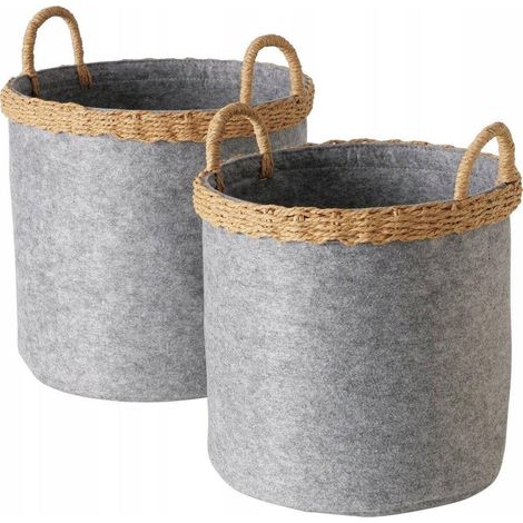 Boltze NILO Conjunto de 2 cestas de almacenamiento gris elegante