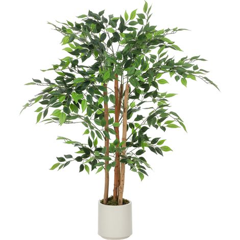 HOMCOM Pianta Finta di Baniano in PEVA e Legno 55x55x120 Verde
