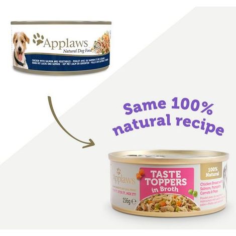 Applaws Taste Toppers Natural Wet Dog Food Chicken with Salmon and Vegetables in Broth 156g Tin - 267115 (1/4)
