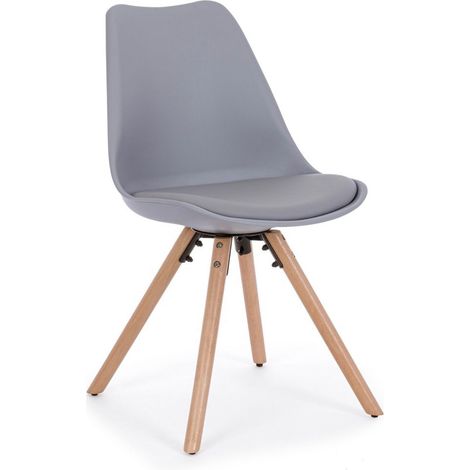 Sedia New Trend con gambe in legno di faggio, per arredo interno 54 x 49 x h 83,5 cm -Grigio / Confezione da 4 pezzi (1/5)