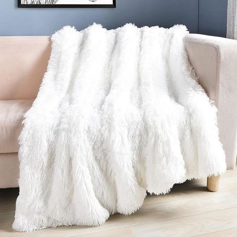 1 pièce Couverture polaire, 160 x 200 cm, douceur extrême en microfibre peluche, imitation fourrure, pour lit ou canapé