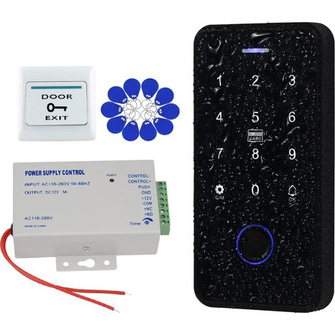 Kit de Système de Contrôle d'accès IP68 étanche Clavier RFID Biométrique d'empreintes Digitales + 10pcs 13.56MHz Porte-clés (sans Serrure) (1/5)