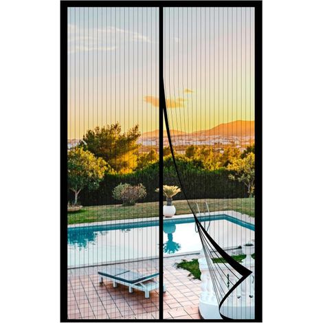 (120x210cm,noir) Moustiquaire Porte Fenetre Aimantée Magnetique, Rideaux Anti Mouches pour Porte, Rideaux Toile Insect Ecran,Moustiquaire Baie Vitree