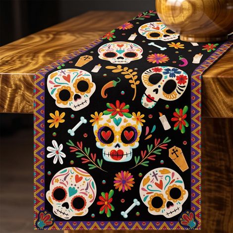 Nappe au format chemin de table pour décoration Dia de Los (1/5)