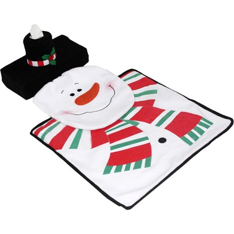 Badezimmer Matten Set mit Schneemann Motiv bestehend aus WC