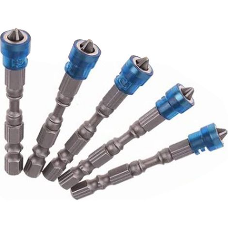 Set mit 5 blauen magnetischen Phillips-Schraubendreherbits, 65 mm lang, für elektrische Bohrmaschinen und elektrische Schraubendreher. (1/5)