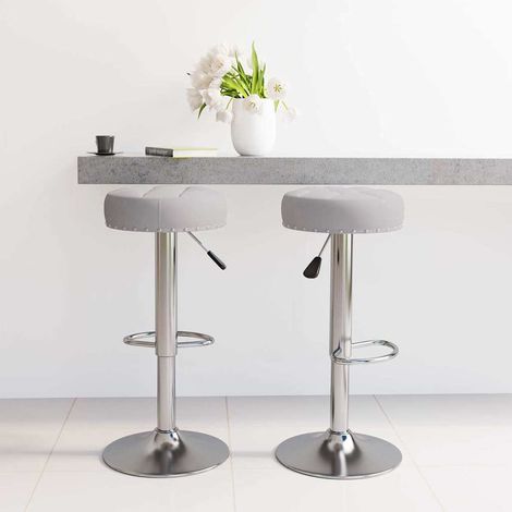 Lot de 2 Tabourets de bar Tabourets Haut - Fauteuils de bar Gris Tissu BV308466 - BonneVie (1/5)