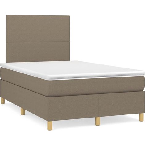 vidaXL Sommier à lattes de lit matelas et LED taupe 120x190 cm tissu (1/5)