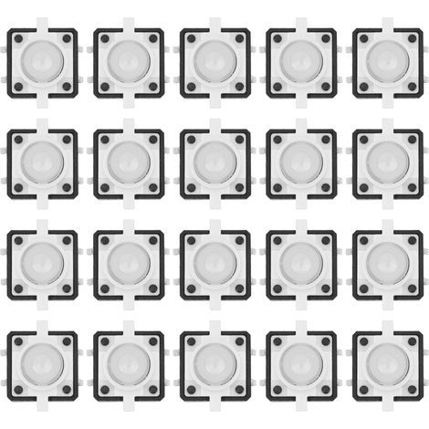 20 pièces 12x12x7.3mm Tactile bouton poussoir interrupteur LED momentané SwitchWhite (1/5)