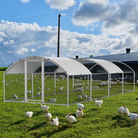 Wolketon Enclos poulailler dôme,Parc 3 x 8 x 2m,Blanc