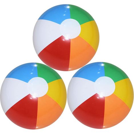Set mit 3 aufblasbaren und tragbaren Strandbällen für Erwachsene und Kinder, für Wasserspiele, für Schwimmbäder, für Kinder
