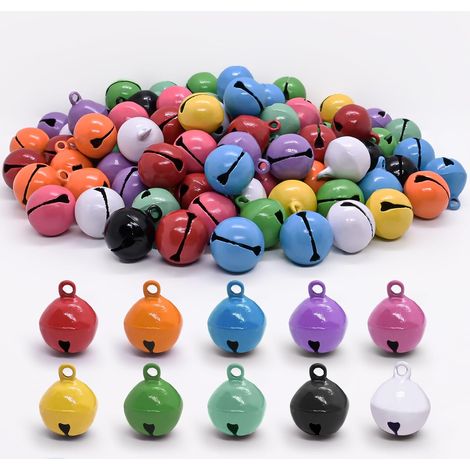 100 bulles colorées, petites bulles métalliques de 14 mm, bulles avec trou, porte-clés, décorations de Noël pour animaux de compagnie (couleurs aléatoires) (1/5)