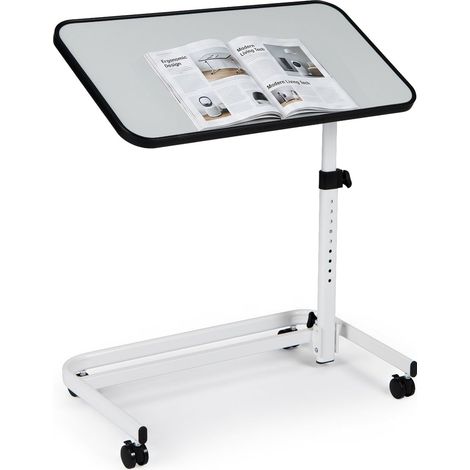 COSTWAY Tavolino Divano Laterale Tavolino Con Ruote Porta Pc Tavolino Da Letto Con Ruote Tavolino Da Salotto Portatile Basso Tavolino Servitore Letto Regolabi (1/5)
