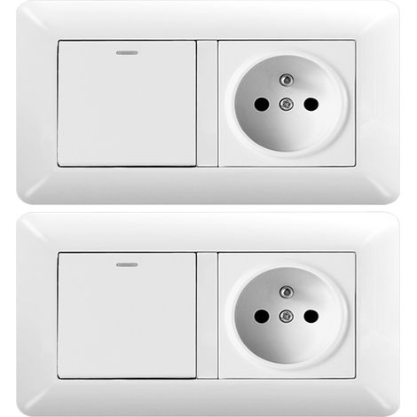 2er Set Wechselschalter mit Steckdose USB – Wandsteckdose (1/4)