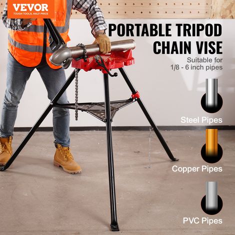 Support d'étau à chaîne pour trépied de 15,2 cm avec pieds en acier et supports en caoutchouc (1/5)