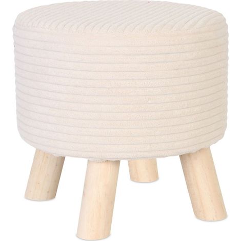 Puf de cuerda - asiento tapizado con patas de madera (1/5)