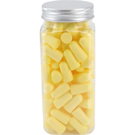 120 bouchons d'oreille en mousse élastique à réduction de bruit, confortables pour dormir, jaunes, extensibles (1/5)