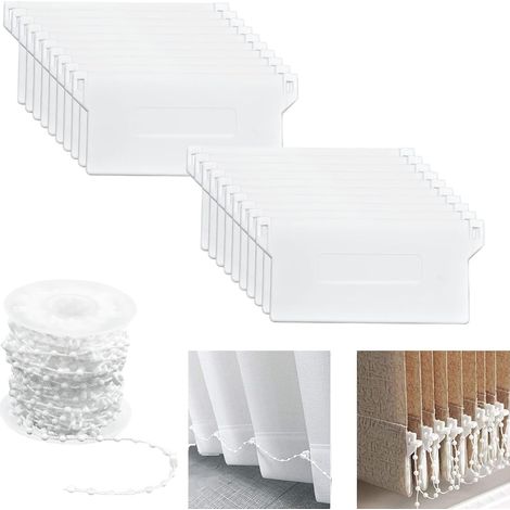 (20 Pièces) Poids de Store Vertical Lattes, Kit de Réparation pour Stores Verticaux, Plaques de Lestage en Plastique, Chaîne Aveugle 10m, Accessoires (1/5)