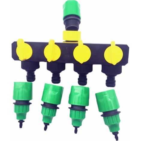 RHG Robinet d'arrosage goutte à goutte à quatre voies avec adaptateur pour tuyau de 1/2 pouce (1/5)