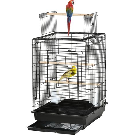 PawHut 59cm Bird Cage with Openable Top, Stand, Tray, Handles, Feeding Bowls (1/5)