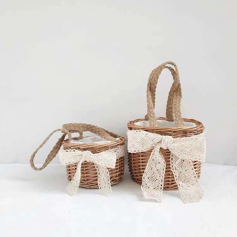 Petit panier en rotin et bambou tissé à la main, sac en paille tressée en bambou pour enfants Netflix (1/5)