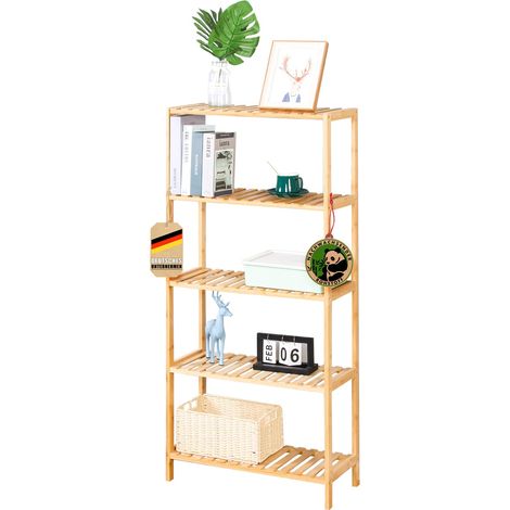 Bambus-Standregal Ohio Platzsparendes Holzregal mit 5 Etagen