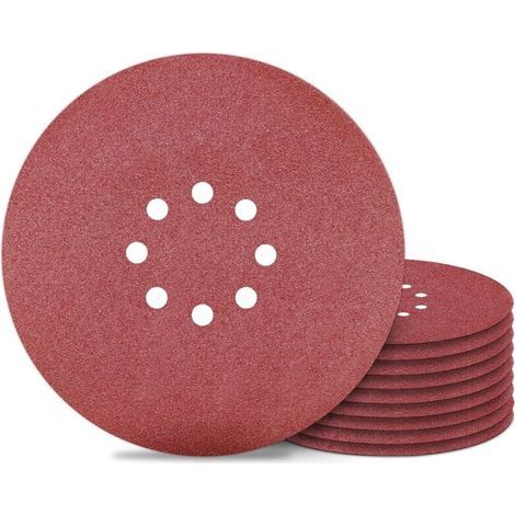 225-mm-Schleifscheibe, 8-Loch-Schleifpapier, Körnung 120, für Wandschleifer, 10 Stück (1/5)