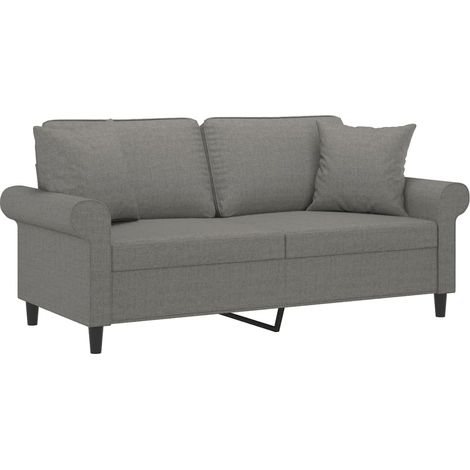 Canapé 2 places et oreillers et coussins Gris foncé 140cm Tissu vidaXL (1/5)