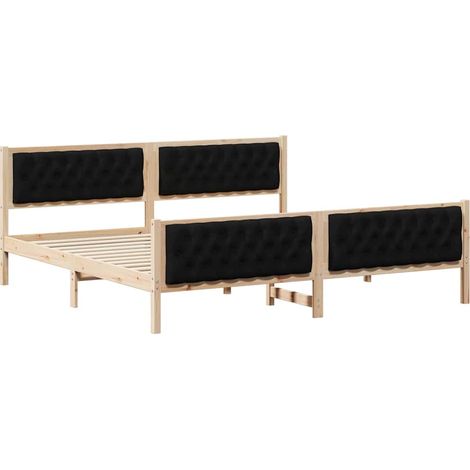 Maison Exclusive - Bettrahmen Schwarz 200 x 200 cm Massives Kiefe (1/5)